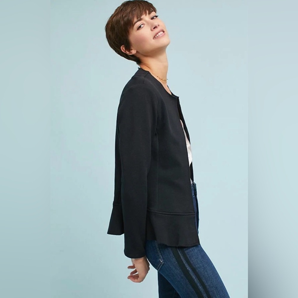 Anthropologie Dolan Left Coast Collection Open Front Peplum Jacket Black small